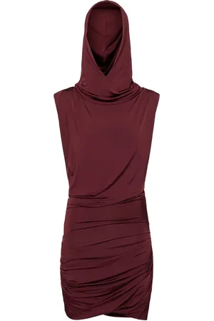 MAGDA BUTRYM Draped Viscose Mini Dress W/ Hood