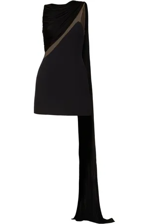 DAVID KOMA Draped Fluid Jersey & Tulle Mini Dress