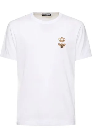 Dolce & Gabbana Embroidered Bee And Crown Cotton T-shirt