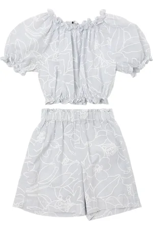 Il gufo Printed Cotton Poplin Top & Shorts