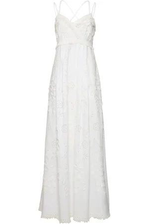 Alberta Ferretti Embroidered Eyelet Lace Long Dress