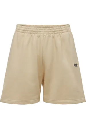 Balenciaga Logo Embroidery Cotton Sweat Shorts