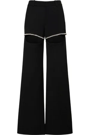 AREA Embellished Wool Wide Pants