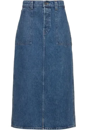 Khaite Genevieve Denim Midi Skirt