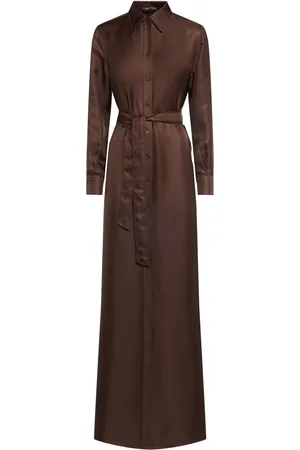 Tom Ford Belted Silk Twill Long Shirt Dress