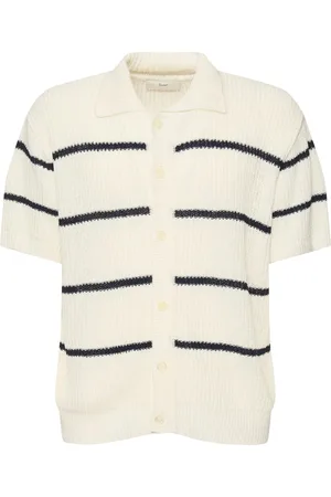 DUNST Unisex Stripe Knit Collared Polo