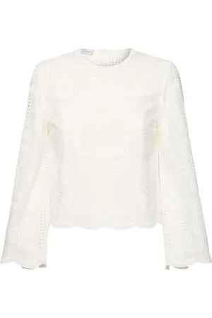 Giambattista Valli Embroidered Cotton Blend Voile Top