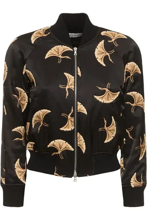 DRIES VAN NOTEN Fluid Silk Blend Satin Printed Jacket