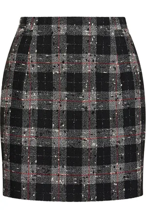 Alessandra Rich Checked Lurex Bouclé Mini Skirt