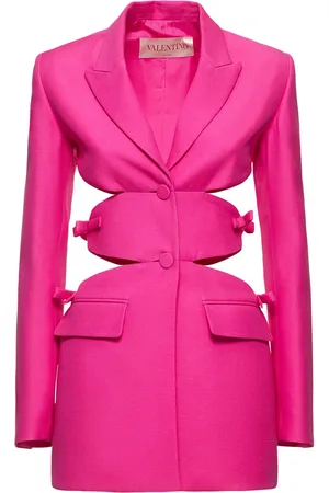 VALENTINO Wool & Silk Crepe Bow Sides Mini Dress
