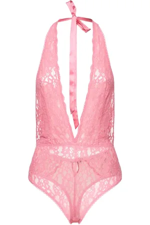 FLEUR DU MAL Charlotte Halterneck Lace Teddy Bodysuit