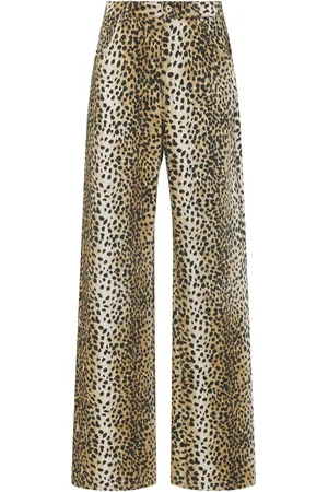 BLUMARINE Leopard Print High Rise Boyfriend Jeans