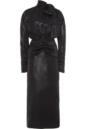 Alessandra Rich Open Back Laminated Cady Midi Dress