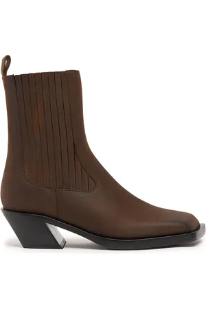 Amina Muaddi 40mm Chiara Waxed Leather Chelsea Boots