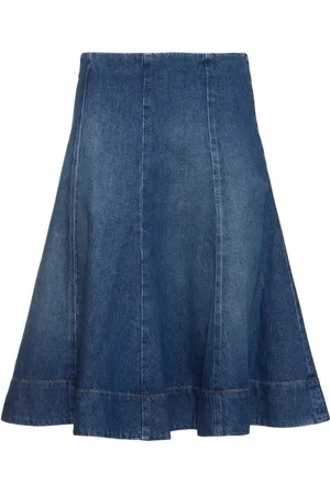 Khaite Lennox Cotton Denim Midi Skirt