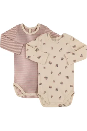 Quincy Mae Set Of 2 Printed Cotton Bodysuits