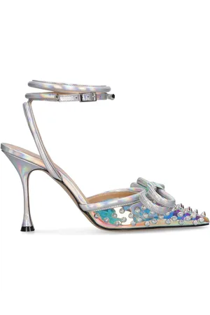 Mach & Mach 100mm Double Bow Pvc & Leather Sandals