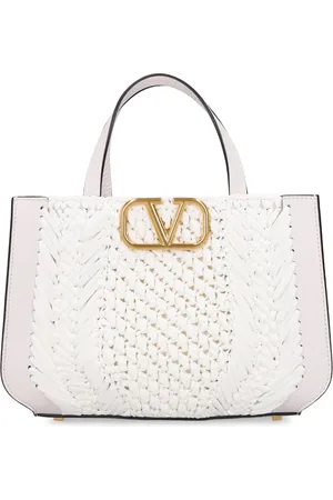 VALENTINO GARAVANI Vlogo Signature Crochet Raffia Tote Bag