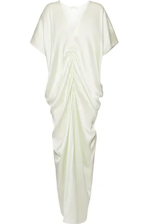 DEL CORE Draped Envers Satin Long Kaftan Dress