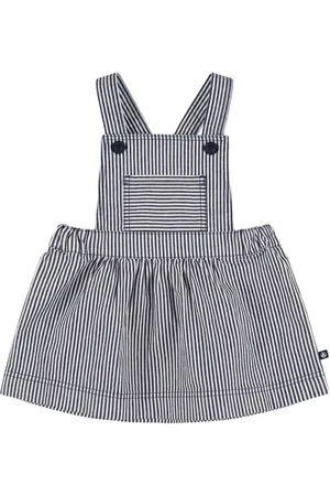 Petit Bateau Striped Cotton Blend Gabardine Overalls