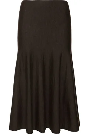 Khaite Mayu Fine Wool Blend Knit Midi Skirt