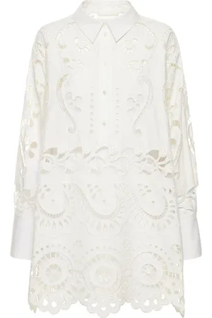 VALENTINO Broderie Cotton Lace Oversize Shirt