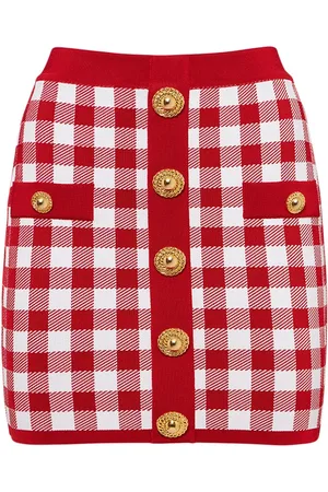 Balmain Check Knit Mini Skirt