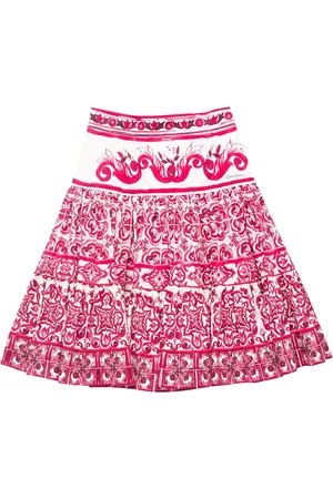 Dolce & Gabbana Majolica Print Cotton Poplin Midi Skirt
