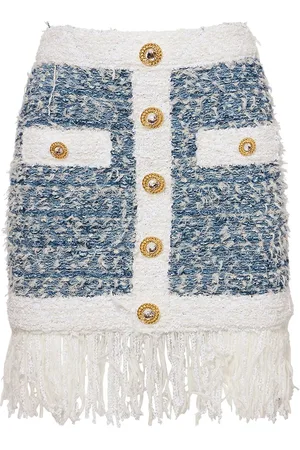 Balmain Viscose Blend Tweed Mini Skirt