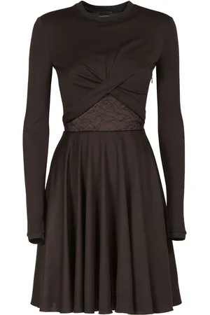 Giambattista Valli Wool Blend Jersey Mini Dress W/ Lace
