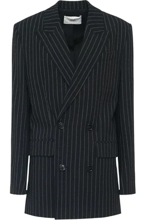 Ami Pinstripe Double Breasted Wool Jacket