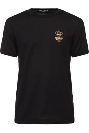 Dolce & Gabbana Embroidered Bee And Crown Cotton T-shirt