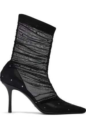 Jimmy Choo 85mm Lotta Mesh & Crystal Ankle Boots