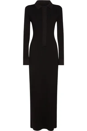 Tom Ford Stretch Wool L/s Midi Polo Dress