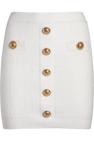 Balmain Ribbed Knit Mini Skirt W/ Buttons