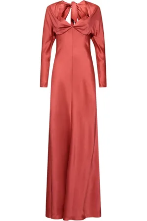 Alberta Ferretti Draped Satin Long Dress