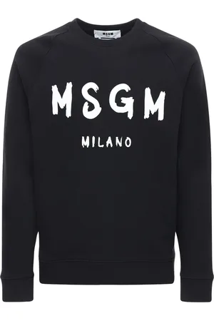 Msgm Logo Print Brushed Cotton Sweatshirt