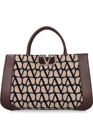 VALENTINO GARAVANI Medium V Logo Leather Tote Bag