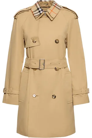 Burberry Double Breast Midi Canvas Trench Coat