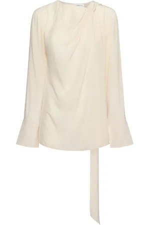 Victoria Beckham Crepe De Chine Top W/ Twist Scarf