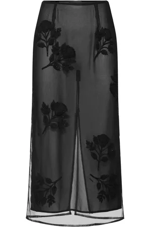 BLUMARINE Flower Embroidered Midi Skirt