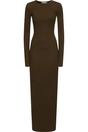 ÉTERNE Long Sleeve Jersey Crewneck Maxi Dress