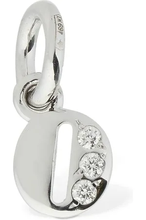 Dodo 18kt White Gold O Charm W/ Diamonds