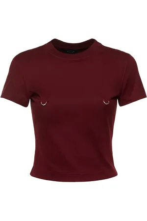 MUGLER Ring Detail Cropped Cotton Jersey Top
