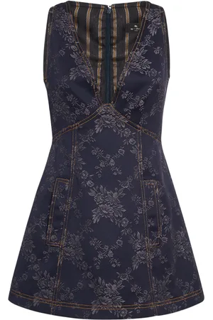 Etro Jacquard V-neck Sleeveless Mini Dress