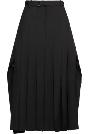 SACAI Pinstripe Wool Blend Suiting Long Skirt