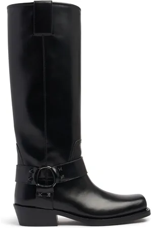 VALENTINO GARAVANI 40mm Rockstud Leather Biker Boots