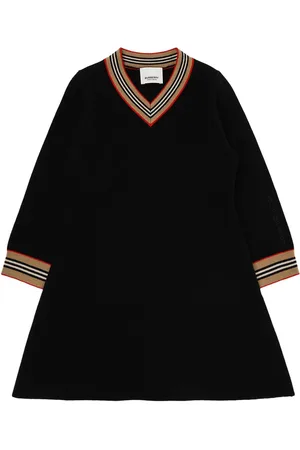 Burberry Wool Blend Dress W/ Icon Stipe Intarsia