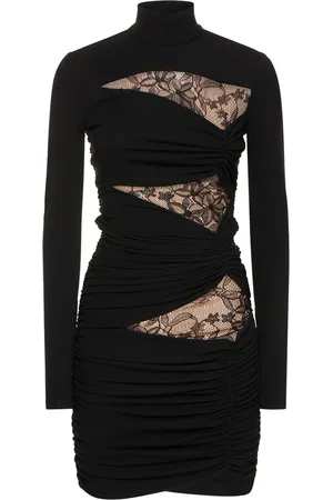 Giambattista Valli Viscose Jersey Mini Dress W/lace Inserts