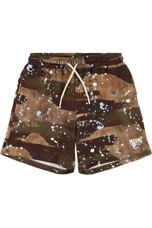 Msgm Printed Cotton Sweat Shorts
